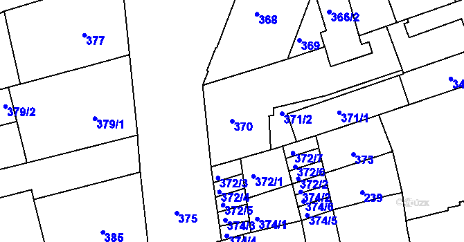 Parcela st. 370 v KÚ Zábrdovice, Katastrální mapa