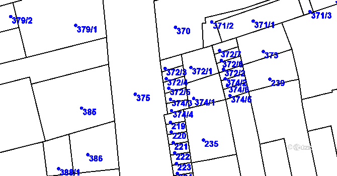 Parcela st. 372/5 v KÚ Zábrdovice, Katastrální mapa