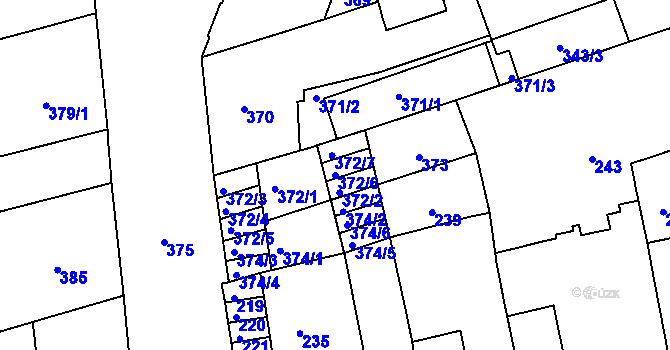 Parcela st. 372/6 v KÚ Zábrdovice, Katastrální mapa