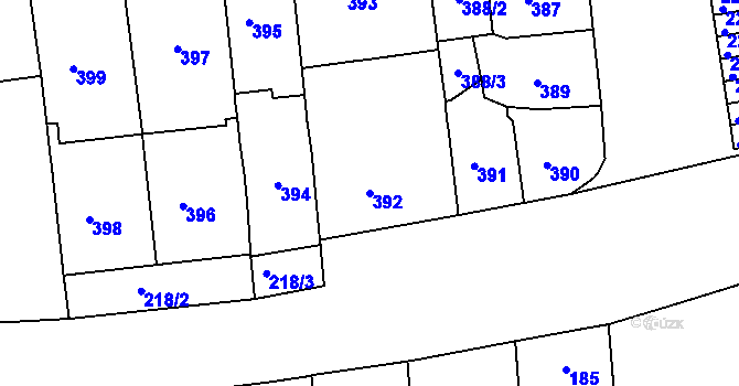 Parcela st. 392 v KÚ Zábrdovice, Katastrální mapa
