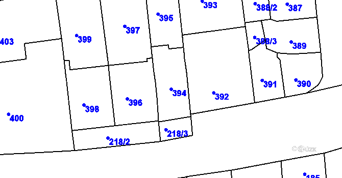 Parcela st. 394 v KÚ Zábrdovice, Katastrální mapa