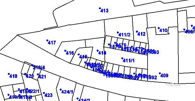 Parcela st. 414 v KÚ Zábrdovice, Katastrální mapa