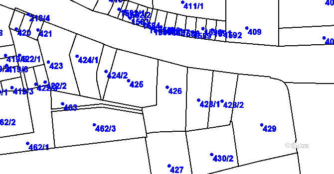 Parcela st. 426 v KÚ Zábrdovice, Katastrální mapa