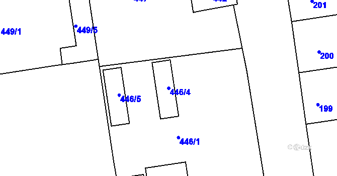 Parcela st. 446/4 v KÚ Zábrdovice, Katastrální mapa
