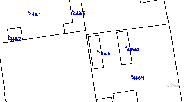 Parcela st. 446/5 v KÚ Zábrdovice, Katastrální mapa