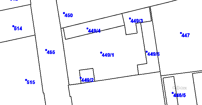 Parcela st. 449/1 v KÚ Zábrdovice, Katastrální mapa
