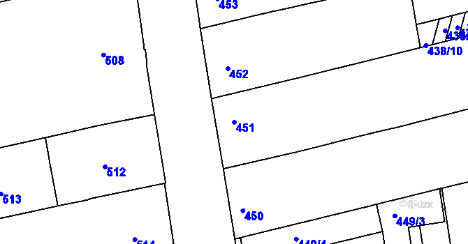 Parcela st. 451 v KÚ Zábrdovice, Katastrální mapa