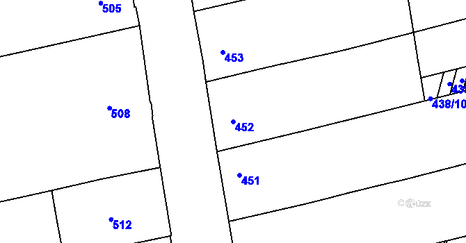 Parcela st. 452 v KÚ Zábrdovice, Katastrální mapa