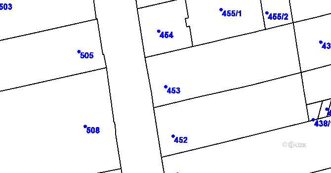 Parcela st. 453 v KÚ Zábrdovice, Katastrální mapa