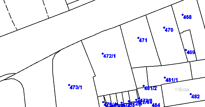Parcela st. 472/1 v KÚ Zábrdovice, Katastrální mapa