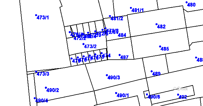 Parcela st. 474 v KÚ Zábrdovice, Katastrální mapa
