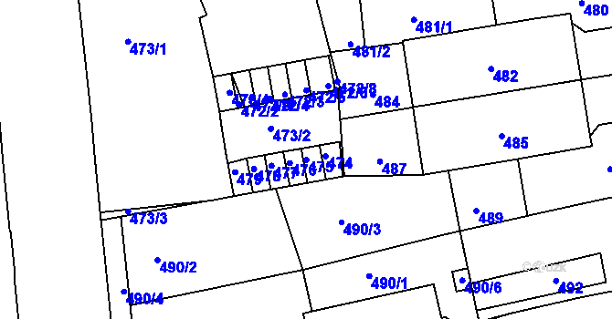 Parcela st. 475 v KÚ Zábrdovice, Katastrální mapa