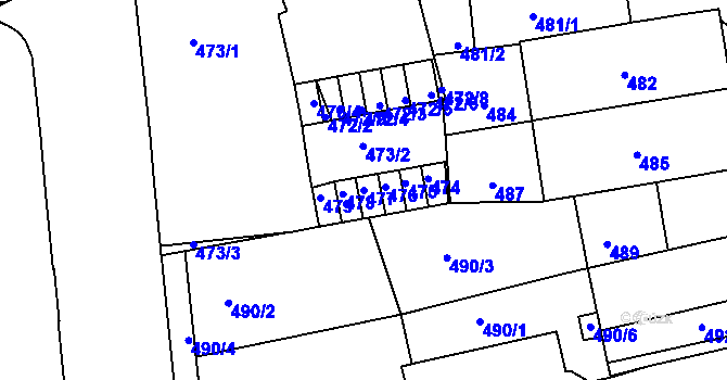 Parcela st. 477 v KÚ Zábrdovice, Katastrální mapa