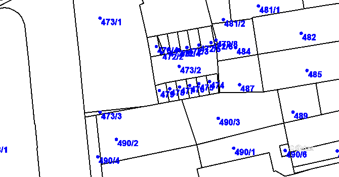 Parcela st. 478 v KÚ Zábrdovice, Katastrální mapa