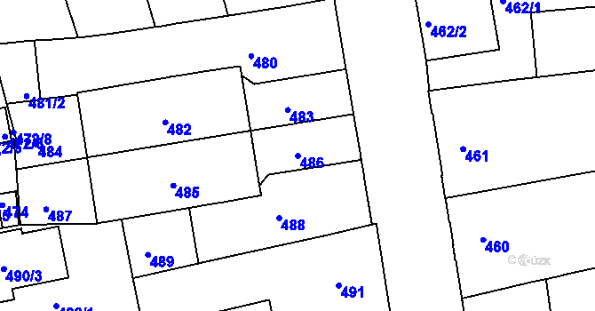 Parcela st. 486 v KÚ Zábrdovice, Katastrální mapa