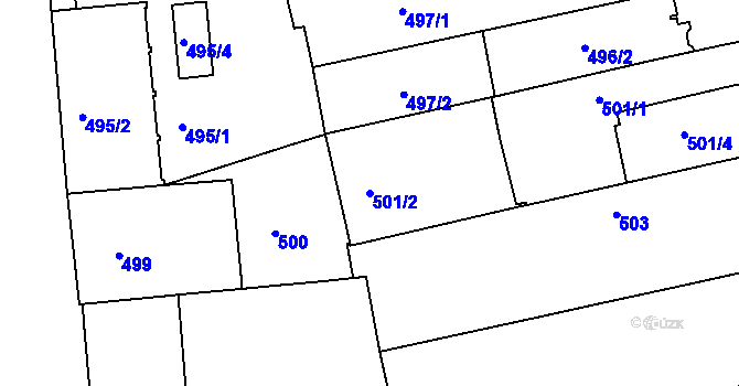 Parcela st. 501/2 v KÚ Zábrdovice, Katastrální mapa