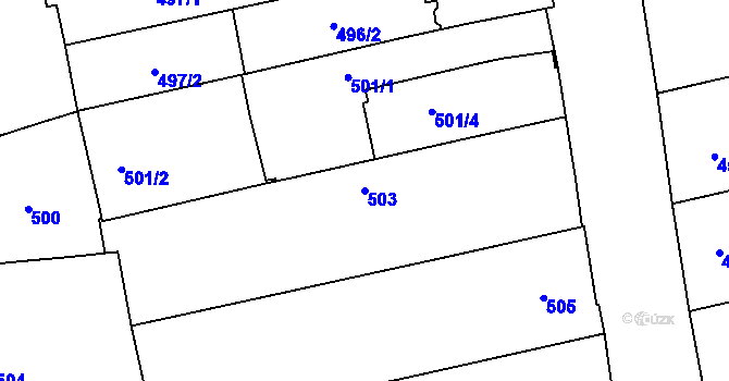 Parcela st. 503 v KÚ Zábrdovice, Katastrální mapa
