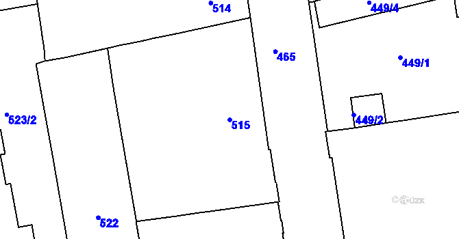 Parcela st. 515 v KÚ Zábrdovice, Katastrální mapa
