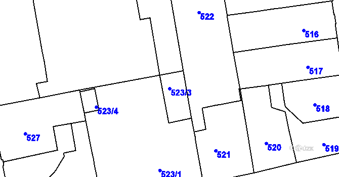 Parcela st. 523/3 v KÚ Zábrdovice, Katastrální mapa