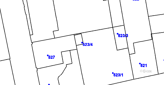 Parcela st. 523/4 v KÚ Zábrdovice, Katastrální mapa