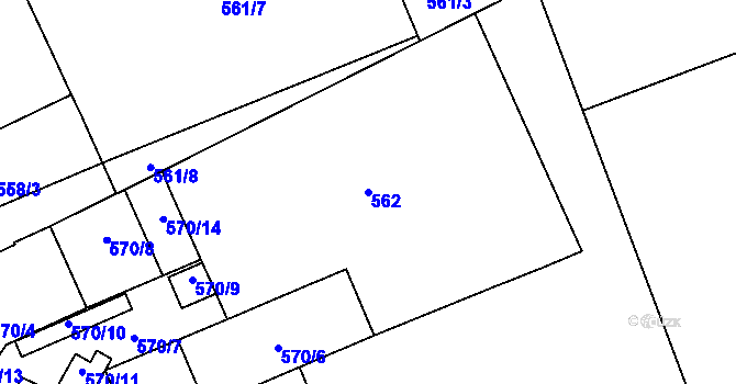 Parcela st. 562 v KÚ Zábrdovice, Katastrální mapa