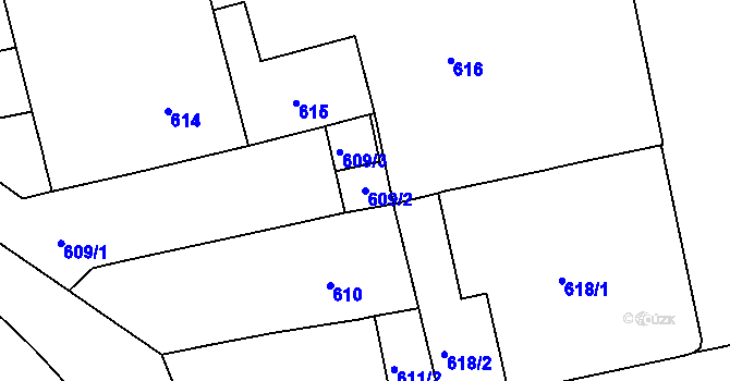Parcela st. 609/2 v KÚ Zábrdovice, Katastrální mapa