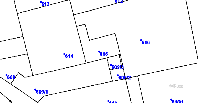 Parcela st. 615 v KÚ Zábrdovice, Katastrální mapa