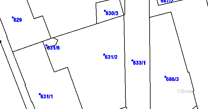 Parcela st. 631/2 v KÚ Zábrdovice, Katastrální mapa