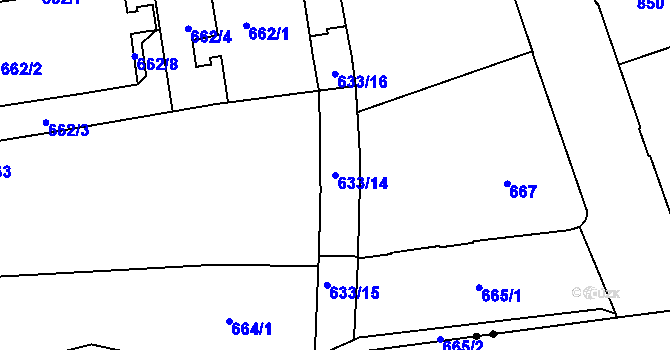 Parcela st. 633/14 v KÚ Zábrdovice, Katastrální mapa