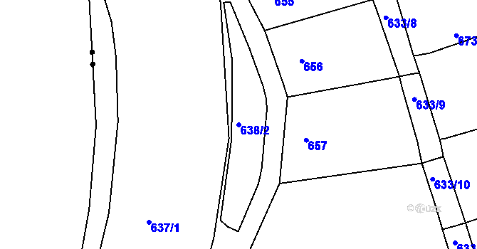 Parcela st. 638/2 v KÚ Zábrdovice, Katastrální mapa