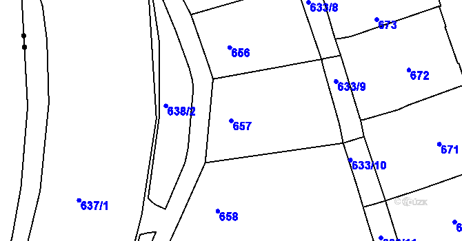 Parcela st. 657 v KÚ Zábrdovice, Katastrální mapa