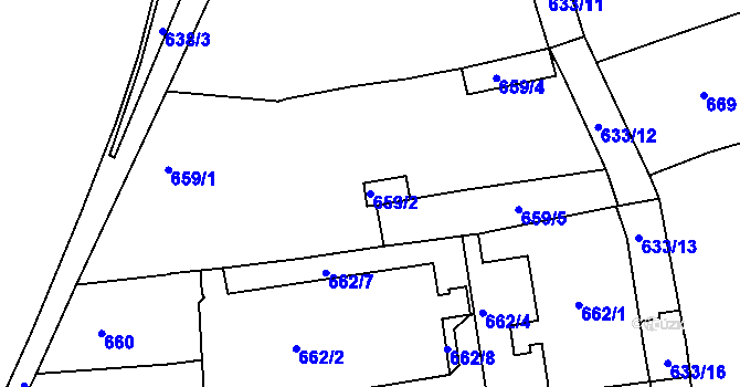Parcela st. 659/2 v KÚ Zábrdovice, Katastrální mapa
