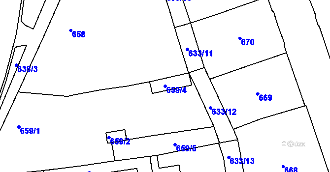Parcela st. 659/4 v KÚ Zábrdovice, Katastrální mapa