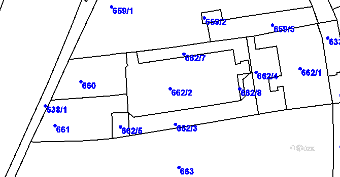 Parcela st. 662/2 v KÚ Zábrdovice, Katastrální mapa