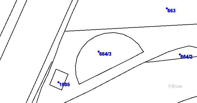 Parcela st. 664/3 v KÚ Zábrdovice, Katastrální mapa