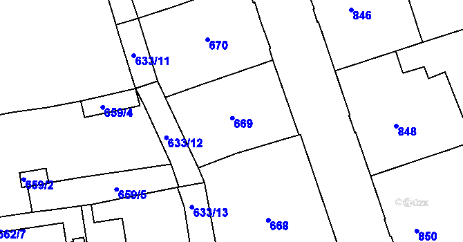 Parcela st. 669 v KÚ Zábrdovice, Katastrální mapa