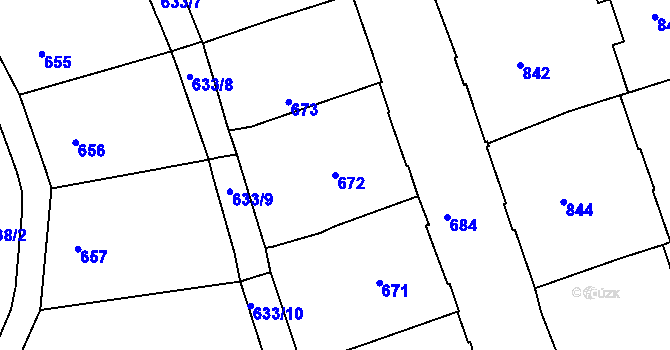 Parcela st. 672 v KÚ Zábrdovice, Katastrální mapa