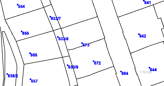 Parcela st. 673 v KÚ Zábrdovice, Katastrální mapa