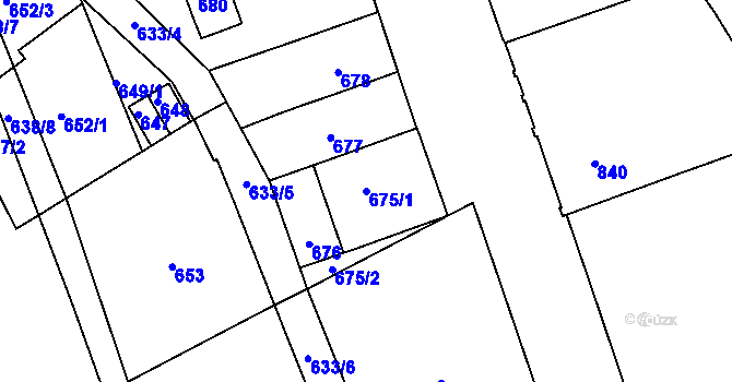 Parcela st. 675/1 v KÚ Zábrdovice, Katastrální mapa