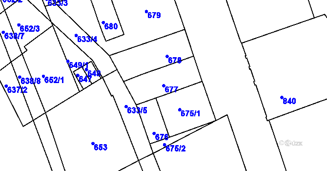 Parcela st. 677 v KÚ Zábrdovice, Katastrální mapa