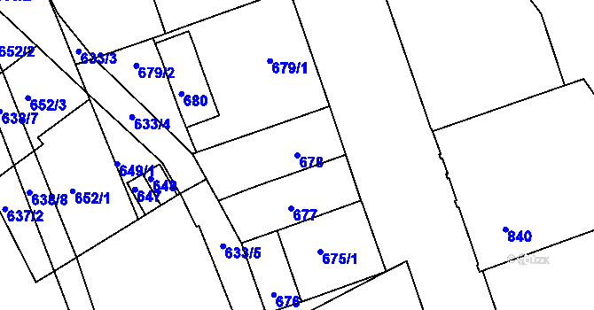 Parcela st. 678 v KÚ Zábrdovice, Katastrální mapa