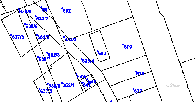 Parcela st. 680 v KÚ Zábrdovice, Katastrální mapa