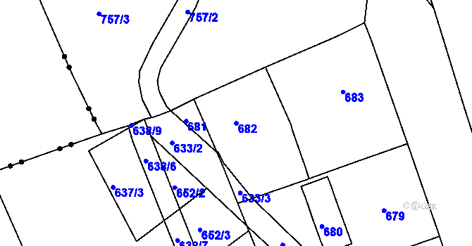 Parcela st. 682 v KÚ Zábrdovice, Katastrální mapa