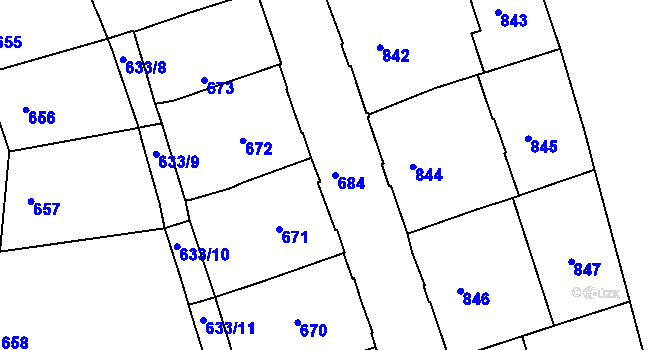 Parcela st. 684 v KÚ Zábrdovice, Katastrální mapa