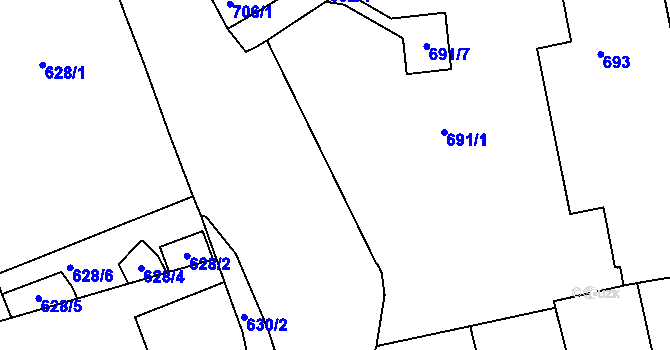 Parcela st. 691/5 v KÚ Zábrdovice, Katastrální mapa