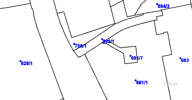 Parcela st. 692/2 v KÚ Zábrdovice, Katastrální mapa