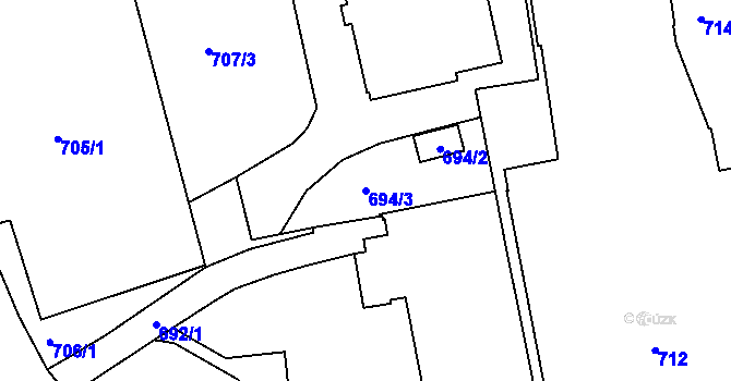 Parcela st. 694/3 v KÚ Zábrdovice, Katastrální mapa