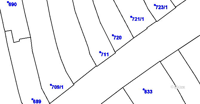 Parcela st. 711 v KÚ Zábrdovice, Katastrální mapa