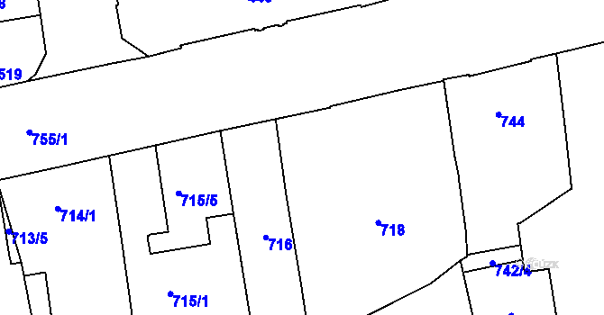 Parcela st. 717 v KÚ Zábrdovice, Katastrální mapa