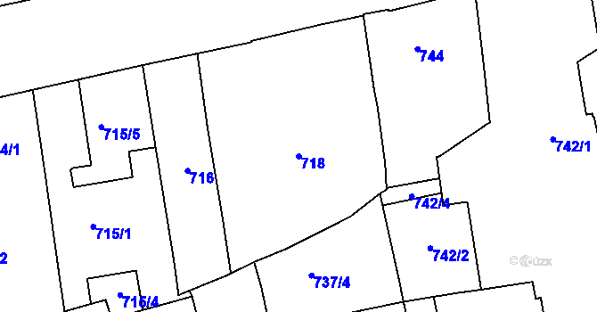 Parcela st. 718 v KÚ Zábrdovice, Katastrální mapa